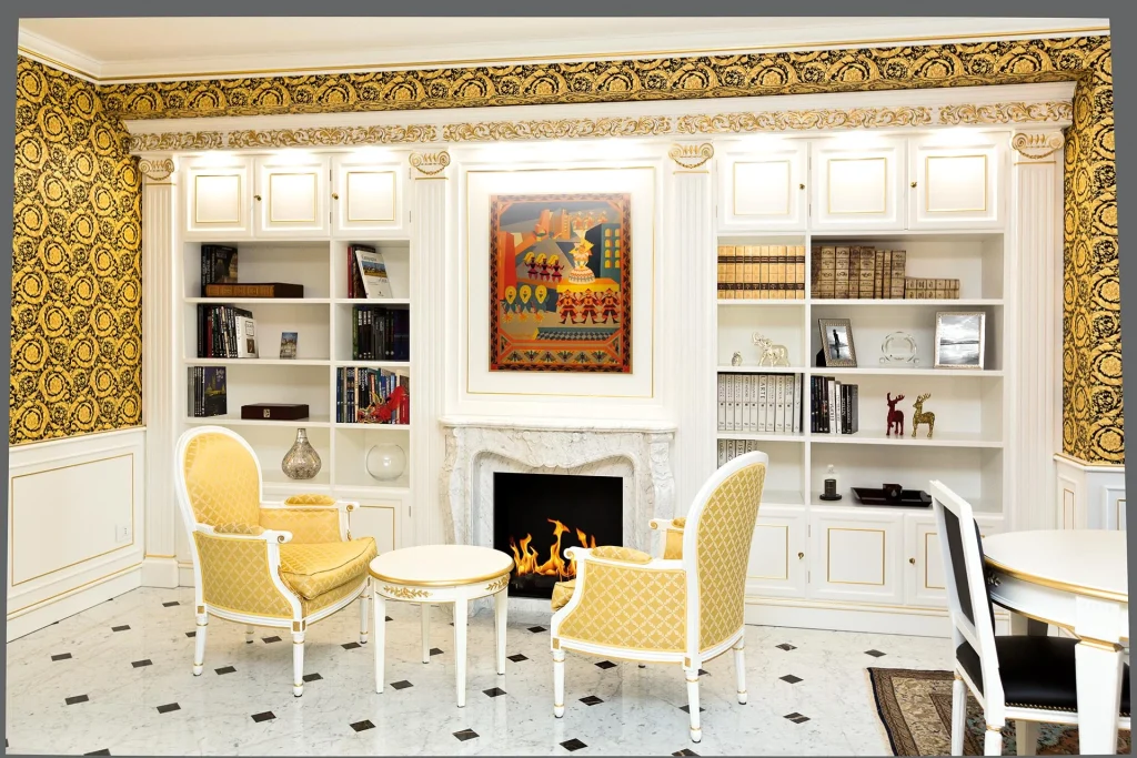 libreria con camino-turati boiseries